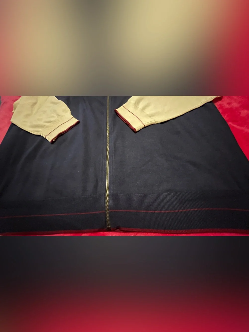 Silk Zip Hoodie, Banana Republic,Navy & Ivory XL NWOT